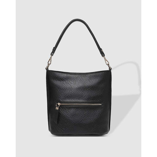 juno black leather vegan hand bag with clutch