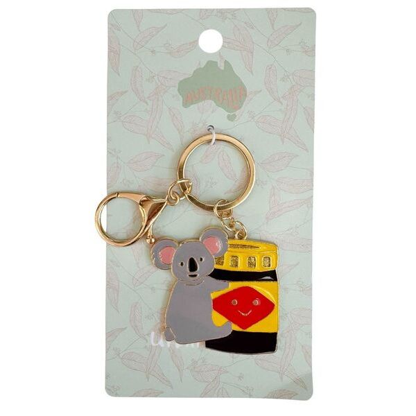 Keychain with koala and fand a vegemite jar