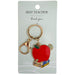 Keychain with red apple and books design on a 'Best Teacher Thank You' card