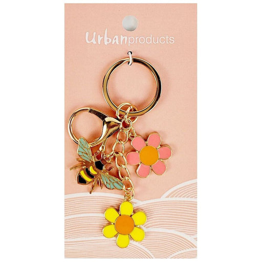 bee and flower keychain key ring for bag