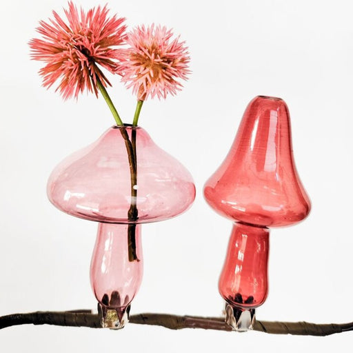 mini toadstool glass vases with clip
