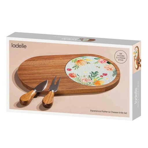 Ladelle cheese platter set with floral design includes cheese knife
