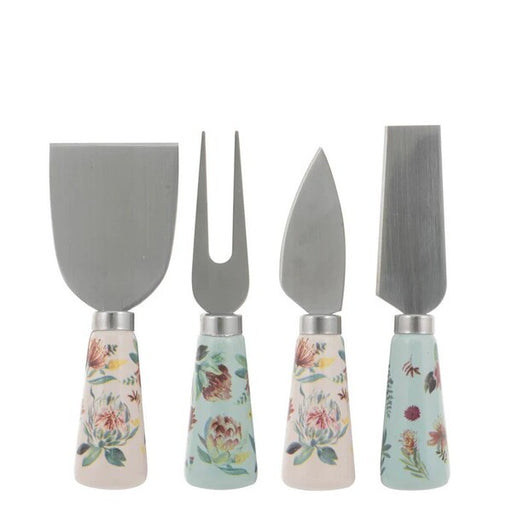 Set of four cheese tools with floral handles  wedding gift