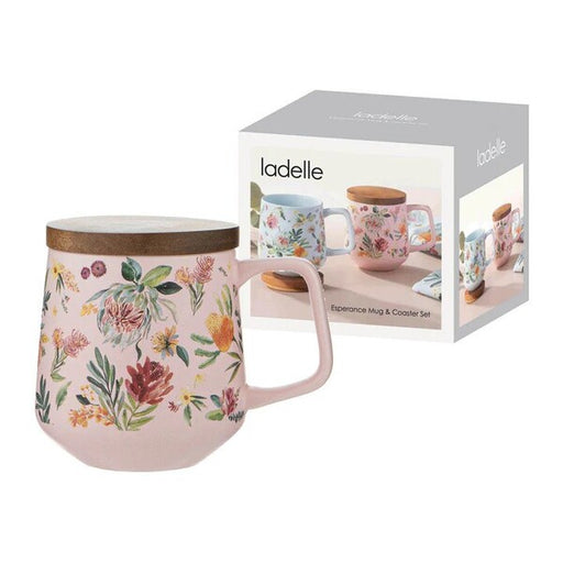 Floral mug with coaster 