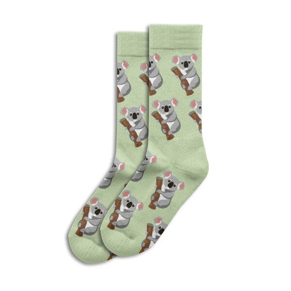 Light green socks with koala bear pattern