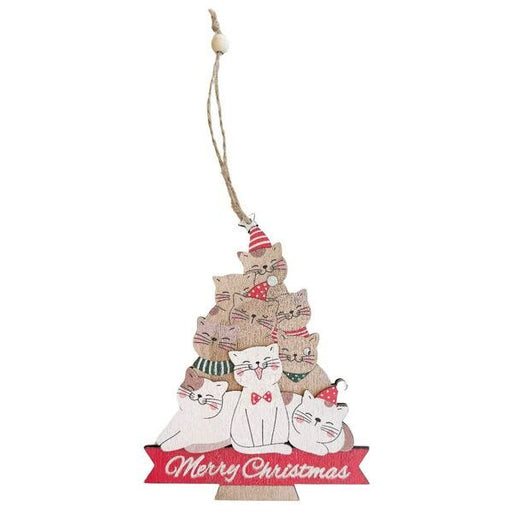 Christmas tree ornament with cats and 'Merry Christmas' text 