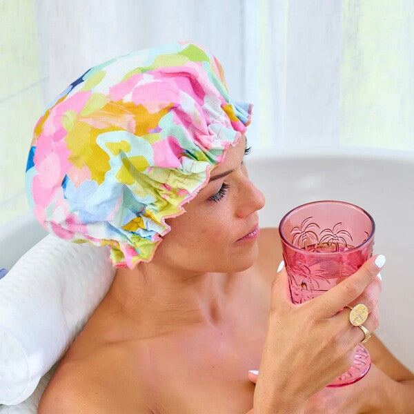 linen shower cap for shower and bath