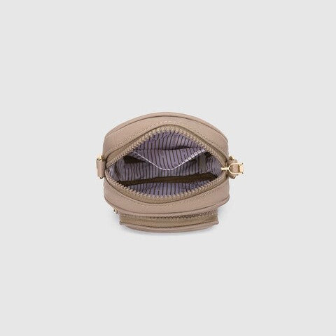 Beige zippered pouch with gold zipper 