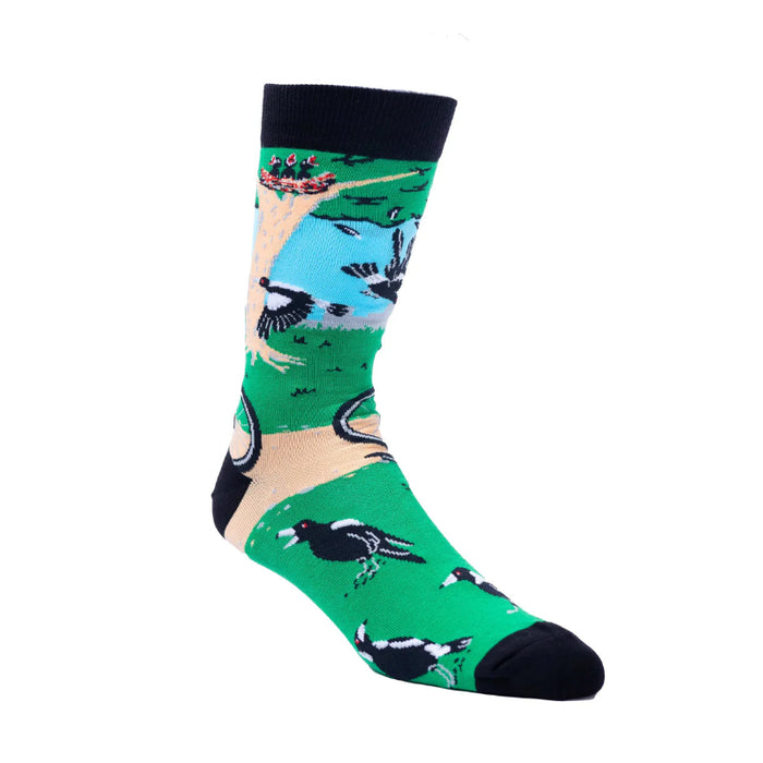 A Leisurely Cycle Magpie Swooping Socks Mens