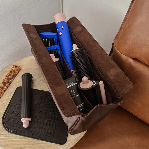 Brown travel bag for hair straightener