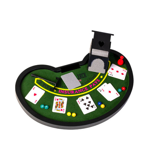 Casino table game set with cards and chips  