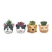 cat and dog planters with artificial plants