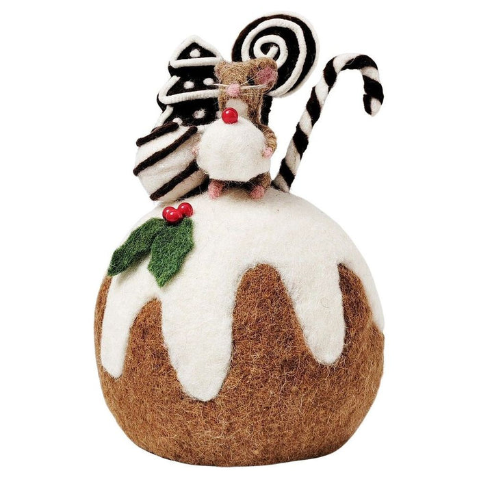 large mouse on christmas pudding decoration