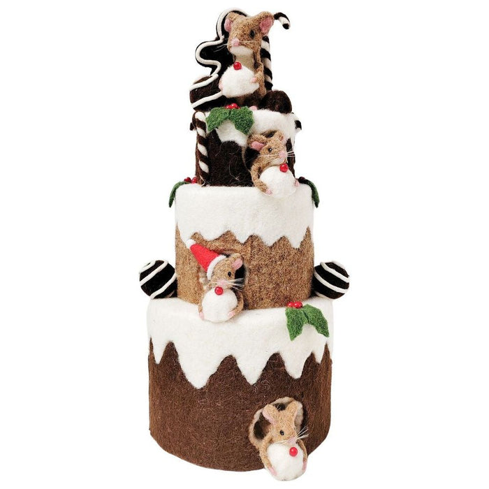 large mouse feast triple tier cake decoartion for christmas decor