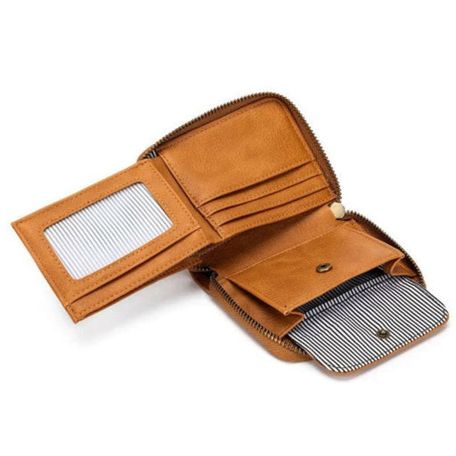 mini tan brown wallet for women
