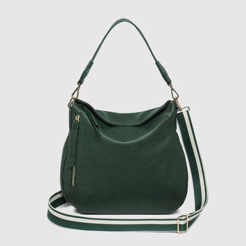 Green handbag with a strap louenhide