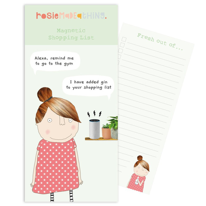rosie made a thing alexa gin magnetic notepad shopping list