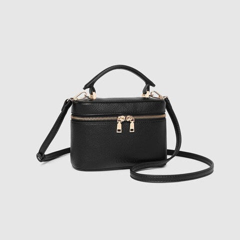 Black handbag with gold zippers louenhide palma
