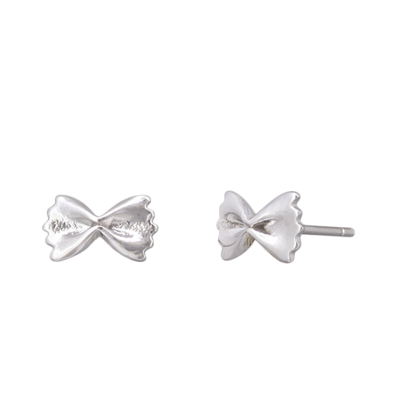 Tiger Tree Silver Bow Tie Pasta Earrings