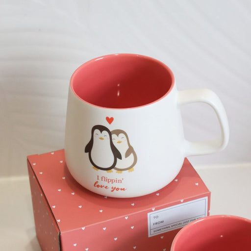 i love you cute penguins mug for valentines anniversary