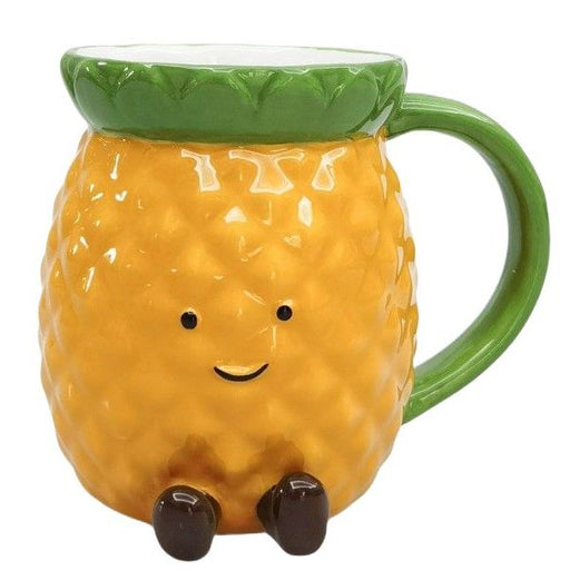 Pineapple-shaped mug with a smiley face  