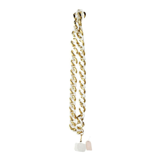 phone lanyard holder gold and white chunky chainwhite and gold chain ohone holder keys and work security pass