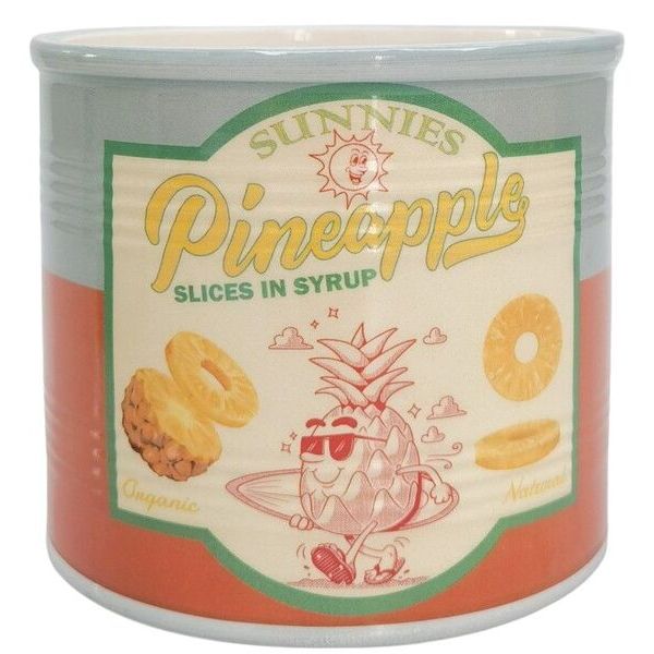 ceramic pot that looks like a can of pinepple