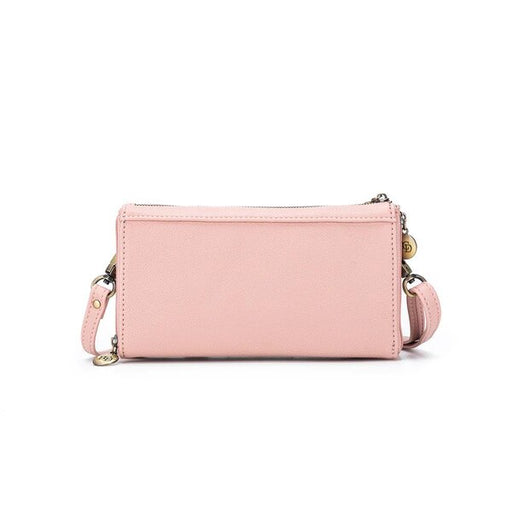 pink wallet with phone section