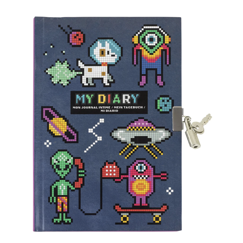Lockable Diary Pixel Space — Spoilt Gift & Homewares
