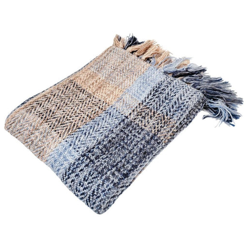 plaid blue throw blanket for home