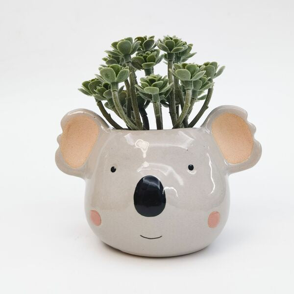 koala plant pot Urban Products Koala Head Planter Pot Grey 14cm — Spoilt Gift & Homewares