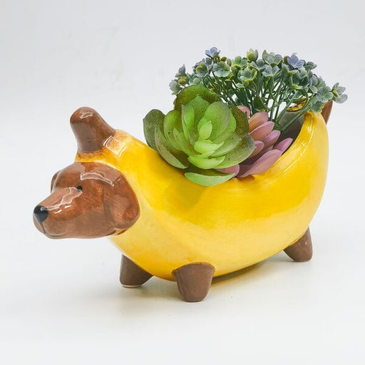 banana dog planter pot