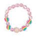 Bracelet with pink and rainbow striped beads 