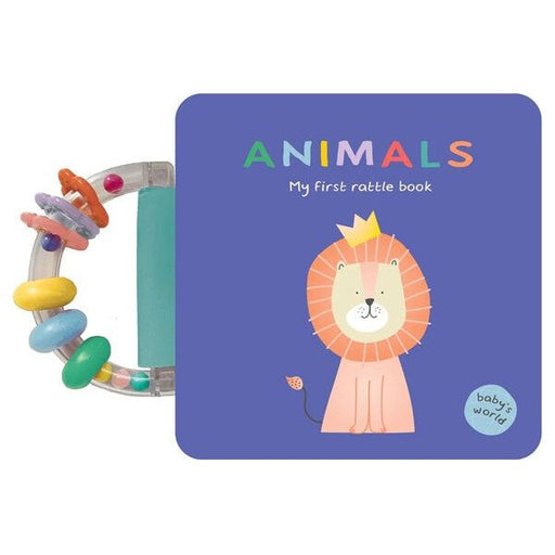 baby book animals with rattle handle