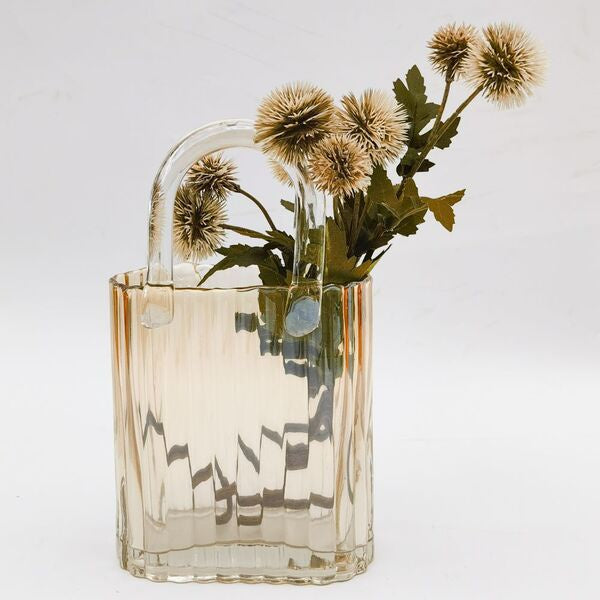 yellow tinted glass handbag vase