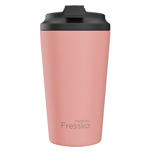 Pink travel mug 'made by Fressko' reusable coffee cup