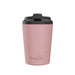 Pink thermos cup with black lid 