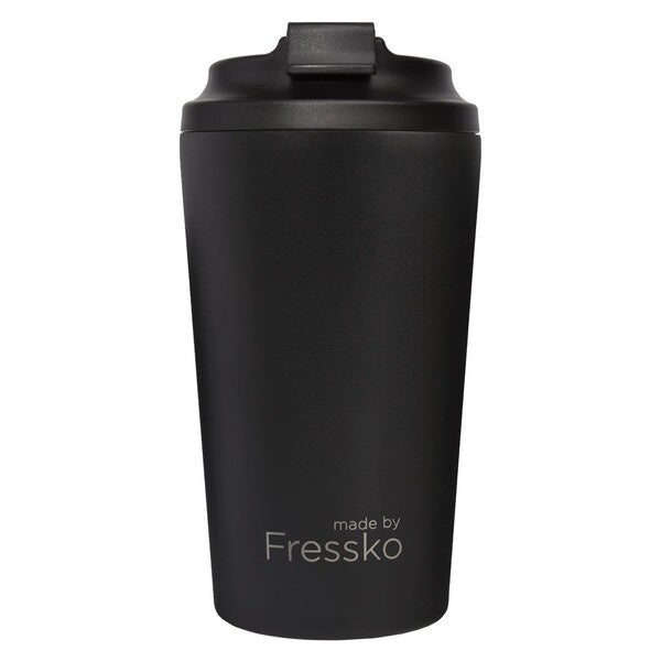 Black tumbler with a lid coffee cup fressko 16oz