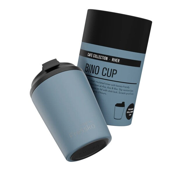 blue reusable coffee cup