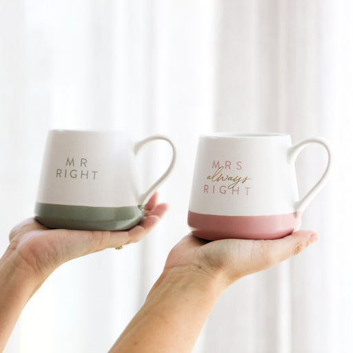 mr & mrs right mug set wedding present