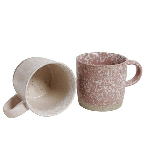 australian pottery mixed mug set pink and white