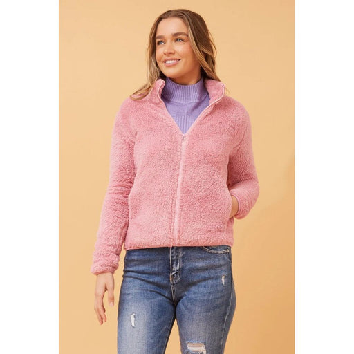 teddy fleece pink ladies winter fluffy soft jacket