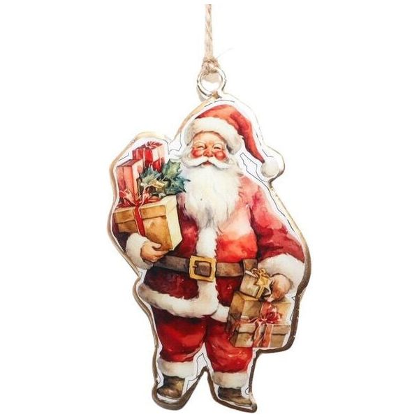 santa holding presents iron double sided decoration