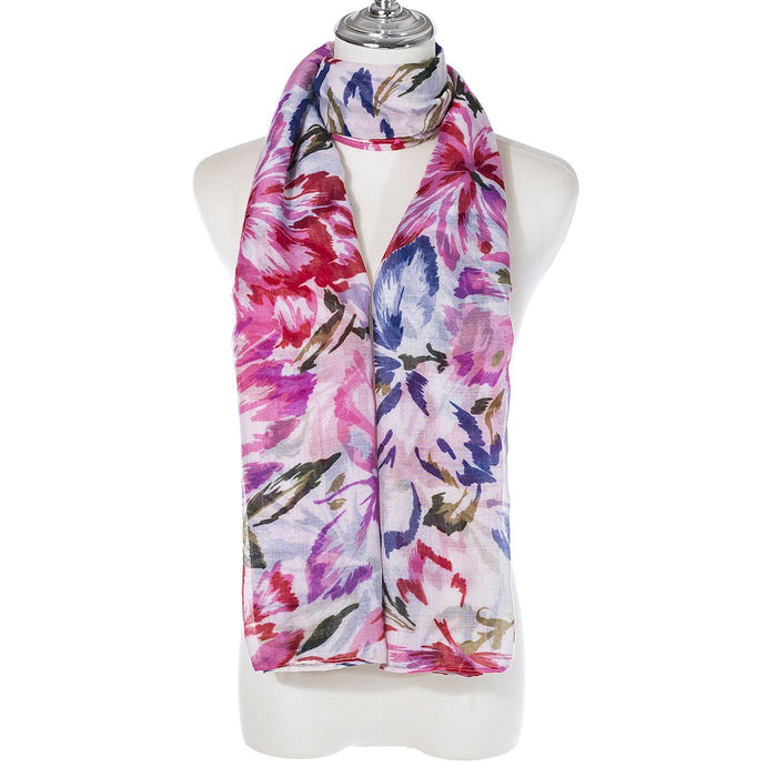 Bold Floral Scarf  Hot Pink