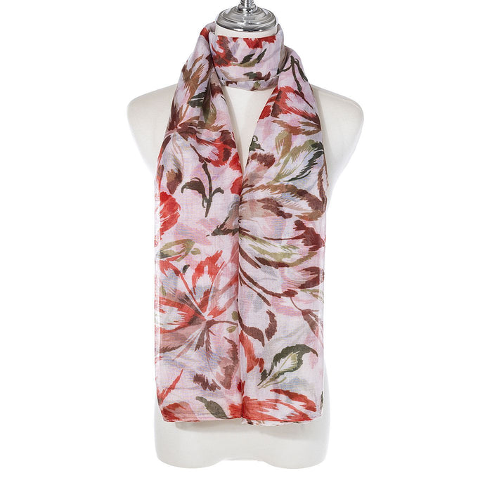 Bold Floral Scarf Red