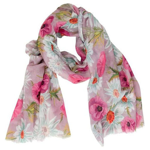 thin lightweight scarf floral pink print