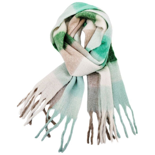 warm and cosy winter scarf green and grey fashionable scarf for winter