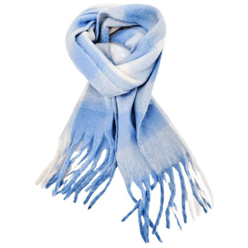 light blue fluffy warm scarf for winter