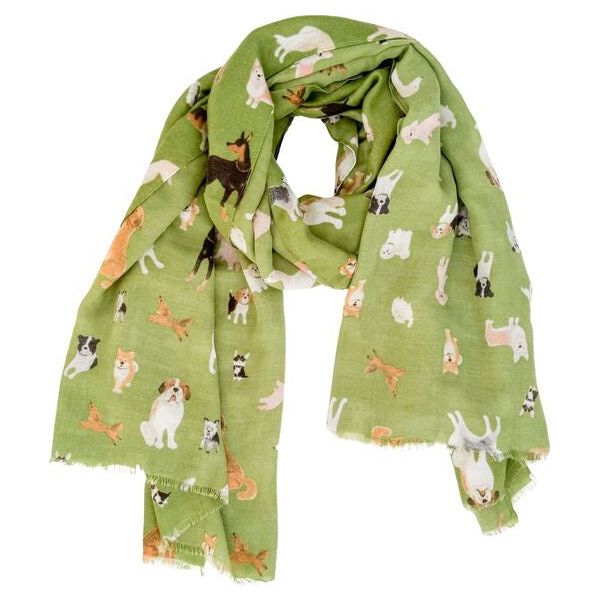 green scarf with dogs