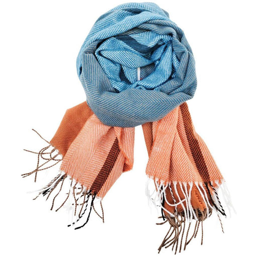 sibella peach and blue bright warm winter scarf